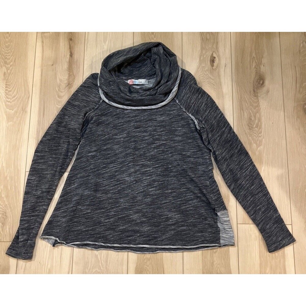 Free People FP Beach Cocoon Cowl Pullover Top Raw Hem Long Sleeve Gray XS/S??